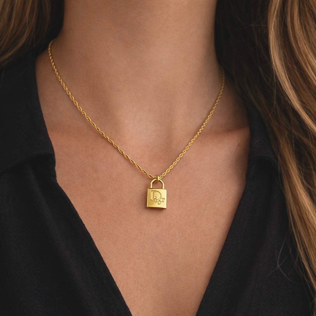 Repurposed Vintage Dior Lock Necklace
