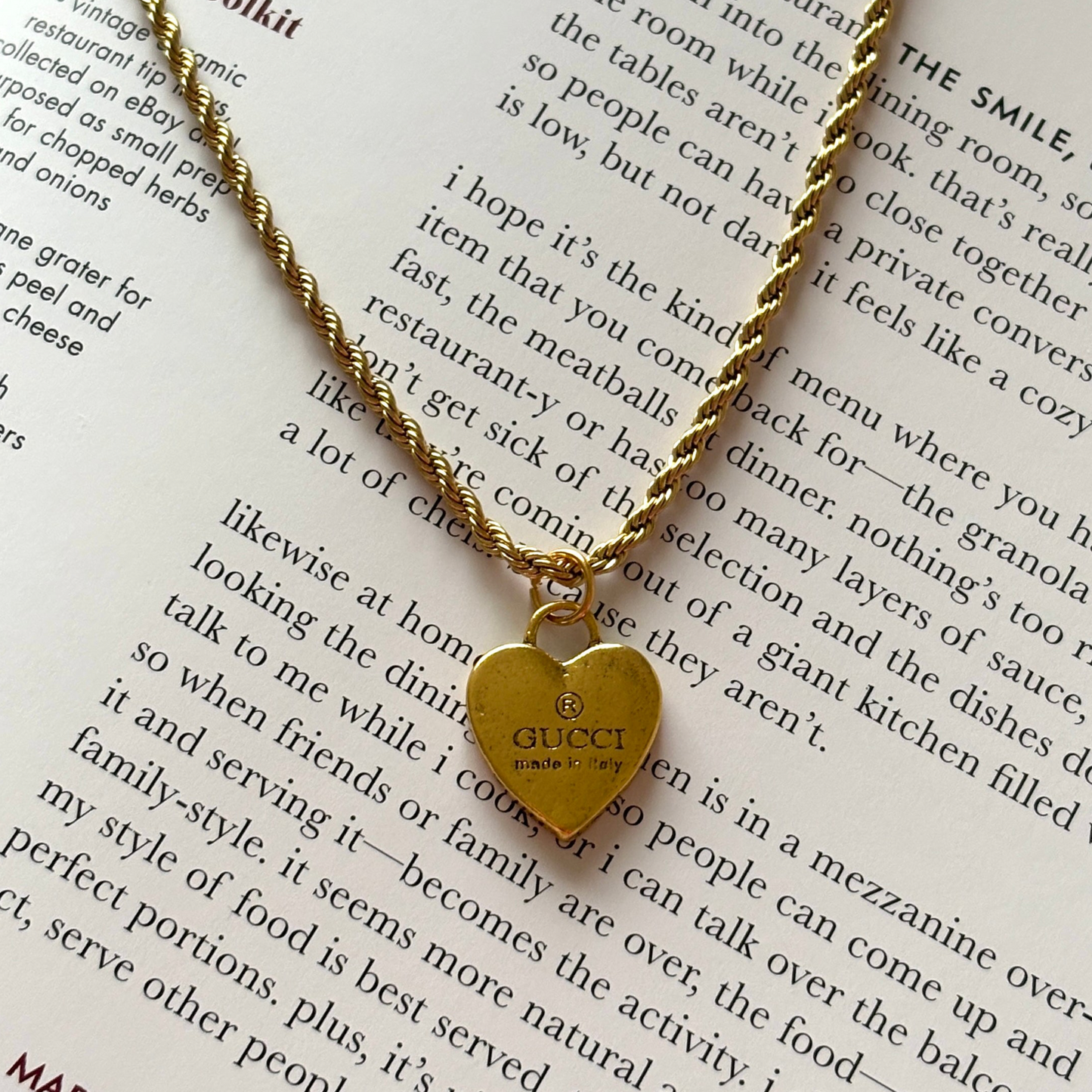 Repurposed Vintage Gucci Gold Heart Necklace
