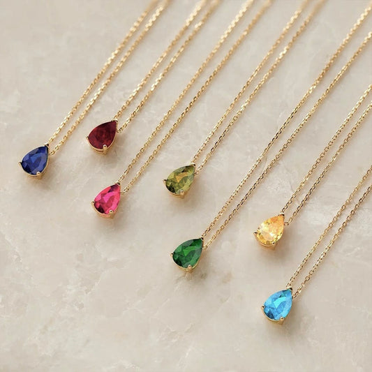 Pear Birthstone Necklace