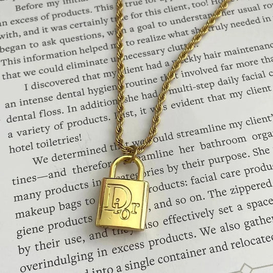 Repurposed Vintage Dior Lock Necklace