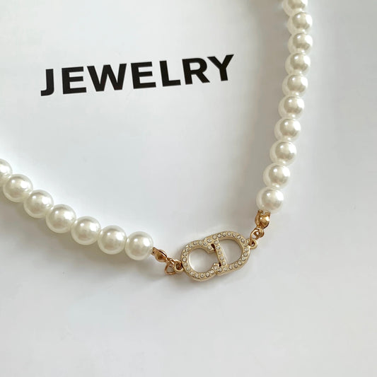 Repurposed Vintage Dior Pearl CD Necklace